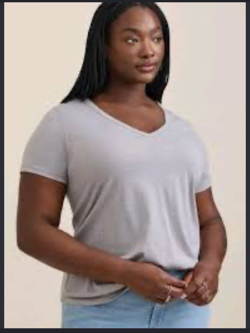 torrid classic fit Short Sleeve V-Neck Tee - Gray